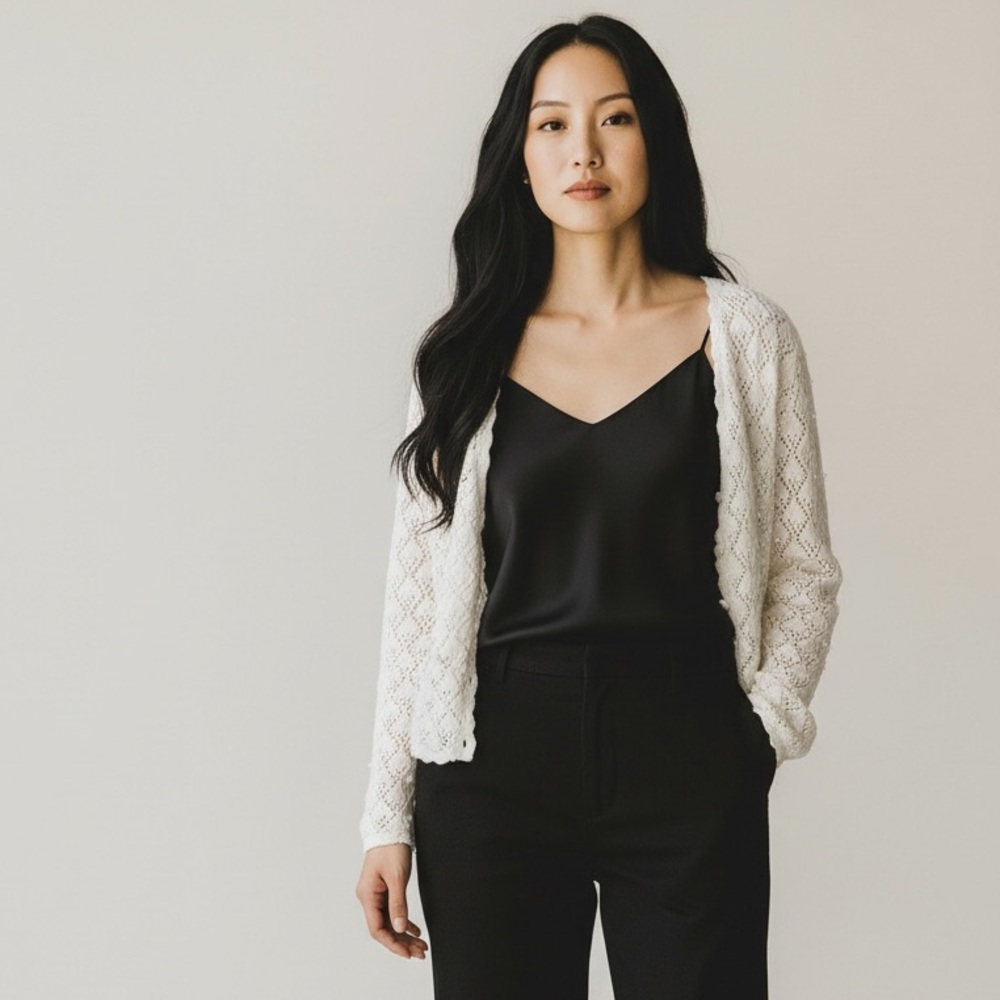 ⚪️ Nordstom Pointelle Knit Cardigan w/ Pompoms {VINTAGE}